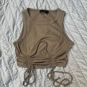 Gilli Women's Tan Ribbed Crop Top